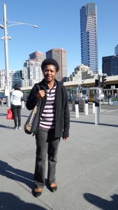 Shirley during tour around Melbourne city first day after arrival for 2015 fellowship